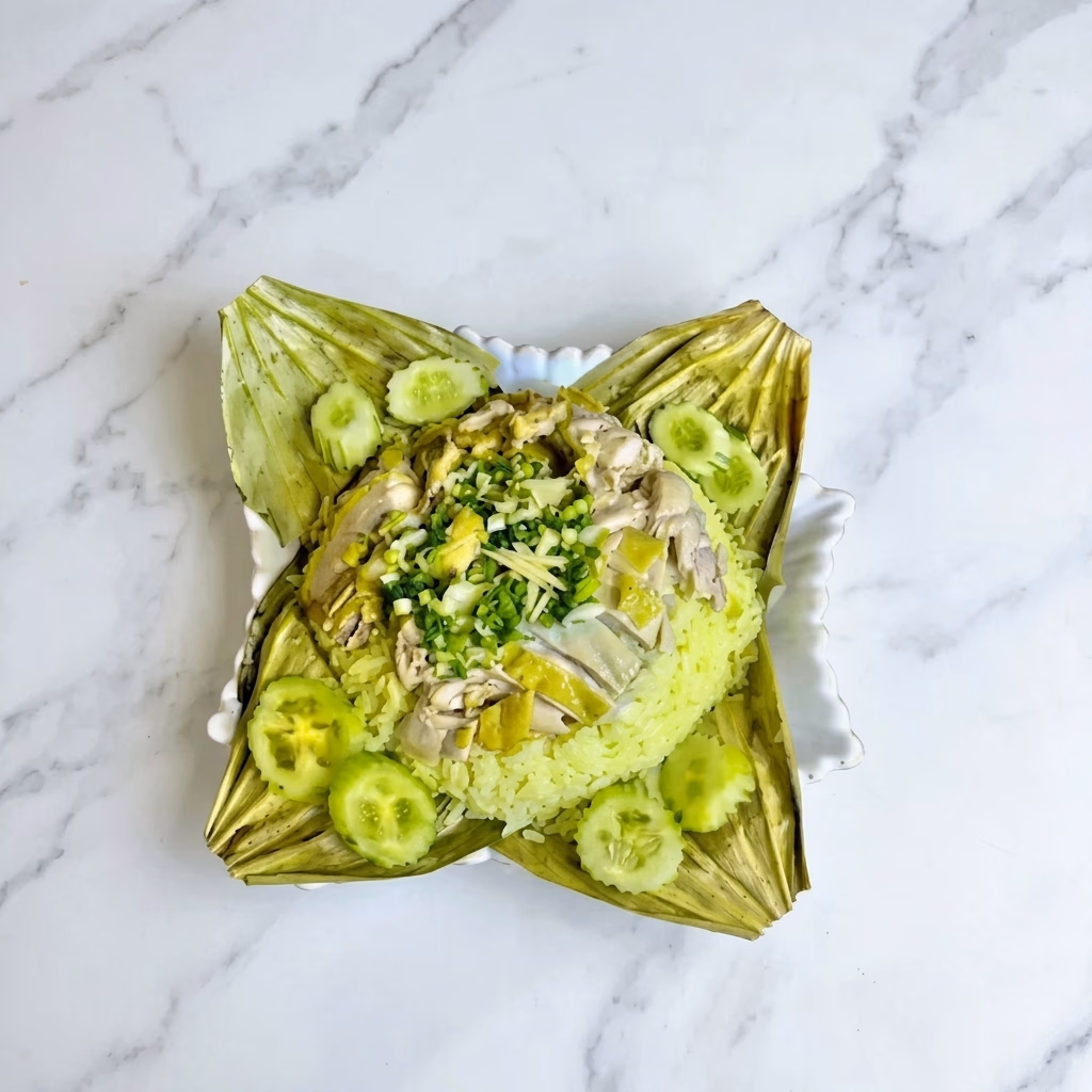 ម៉ឺនុយម្ហូបការខ្មែរ-ចិន - បាយខ្ទប់ស្លឹកឈូកឈ្ងុយឆ្ងាញ់